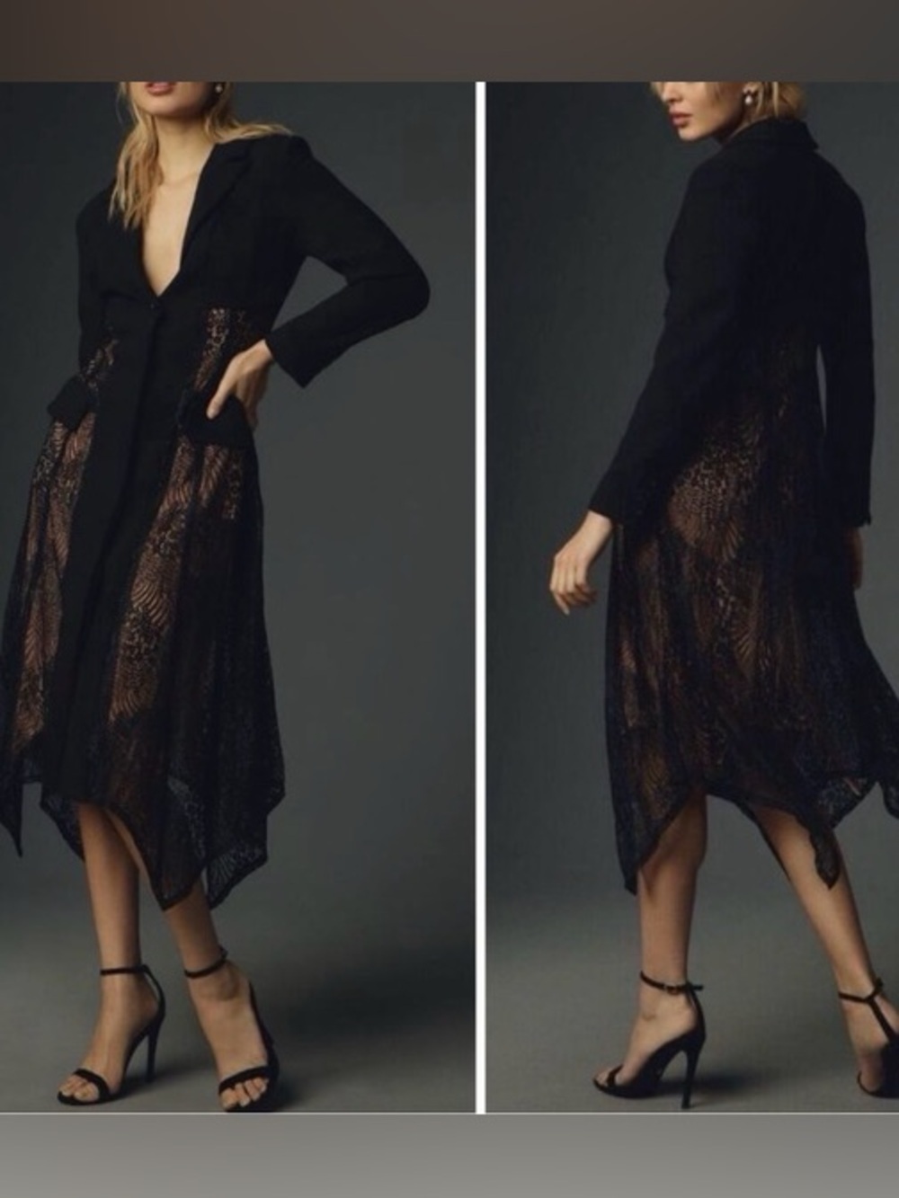 by Anthropologie | Lace Twofer Blazer Midi Dress Whimsical Gothic Size 2